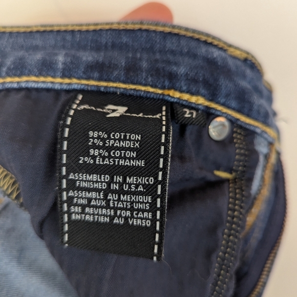 7 For All Mankind The High Waist Skinny Raw Ankle Jeans, Sz 27 - Picture 2 of 6